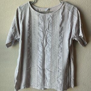 Lace Trim Women's Top - Gray